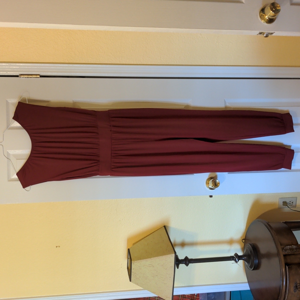 Burgundy Backless Romper